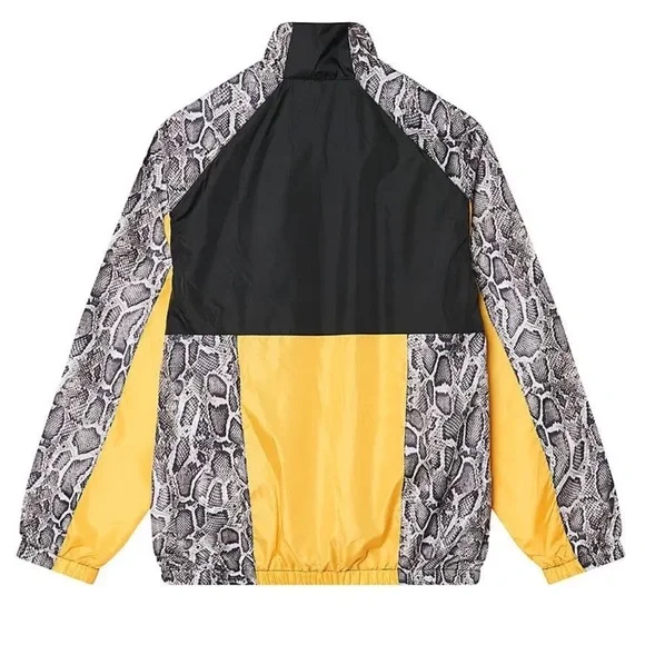 NWT WESC Black & Yellow Colorblock Snakeskin Retro Zip Up Track Jacket Size XL - Picture 2 of 14